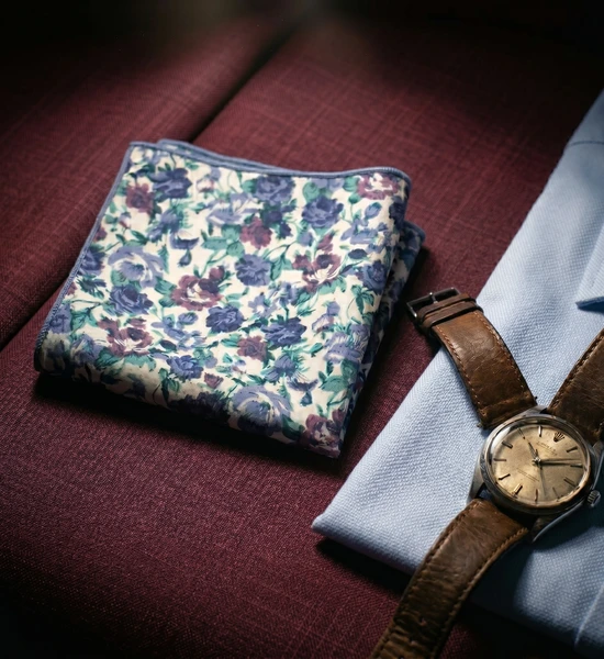 White, Pink & Purple Floral Pocket Square