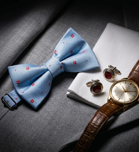 Sky Blue Patterned Bow Tie
