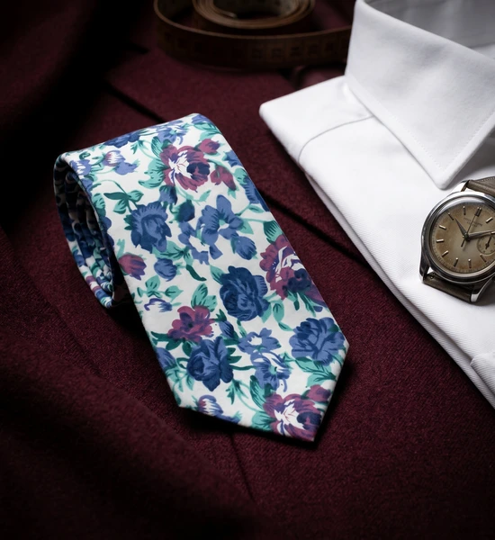 White, Pink & Purple Floral Skinny Tie