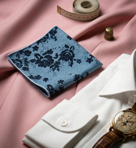 Blue & Navy Floral Pocket Square