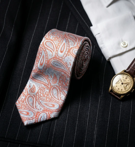 Blue and Silver Paisley Skinny Tie