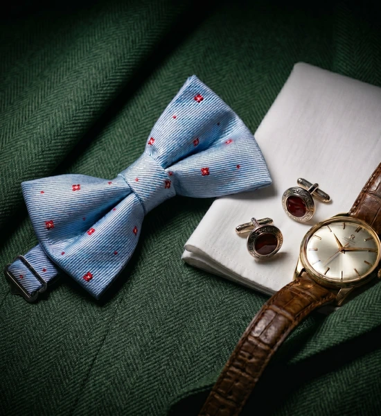 Sky Blue Patterned Bow Tie