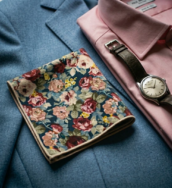Black Floral Pocket Square