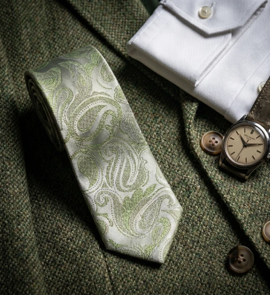 Green Paisley Skinny Tie