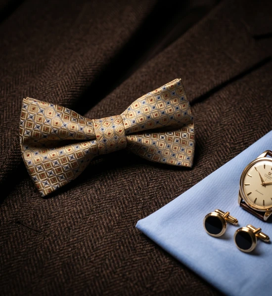 Gold Patterned Bow Tie