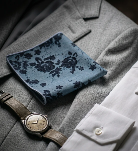 Blue & Navy Floral Pocket Square