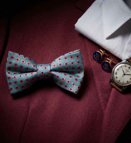 Sky Blue & Pink Patterned Bow Tie