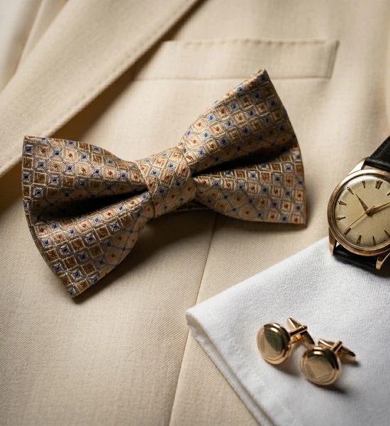 Gold Patterned Bow Tie