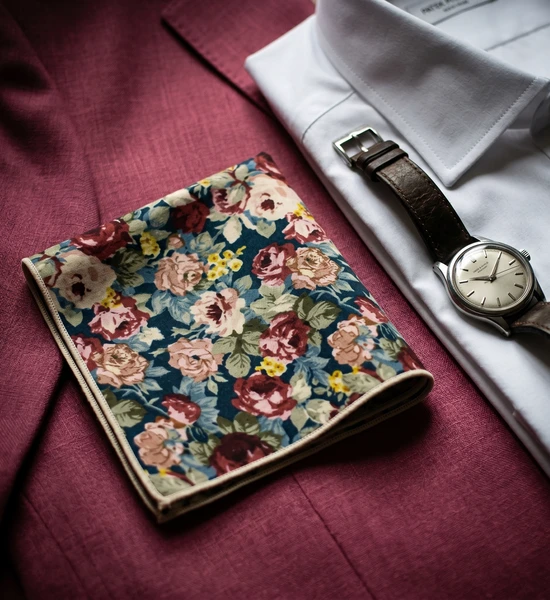 Black Floral Pocket Square