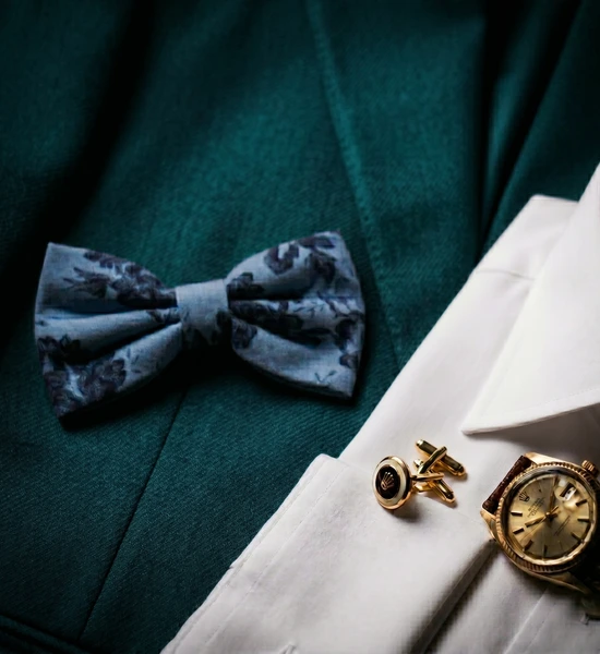 Blue & Navy Floral Bow Tie