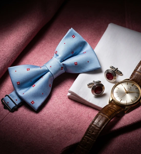 Sky Blue Patterned Bow Tie