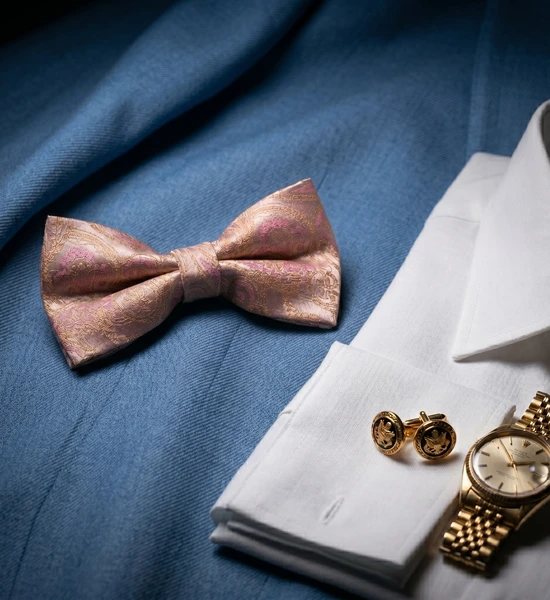 Pink and Gold Paisley Bow Tie