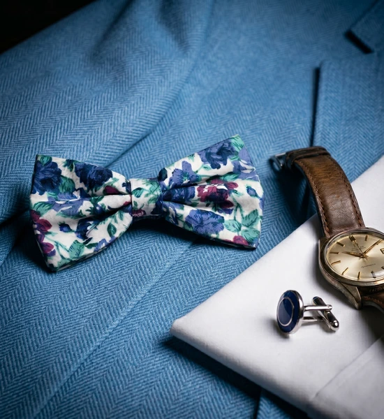 White, Pink & Purple Floral Bow Tie
