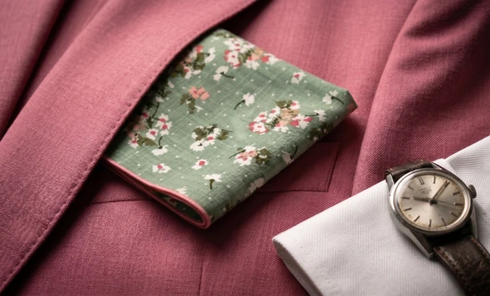 Green Floral Pocket Square