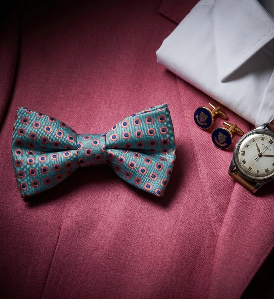 Sky Blue & Pink Patterned Bow Tie