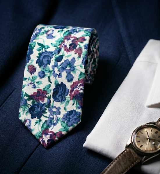 White, Pink & Purple Floral Skinny Tie