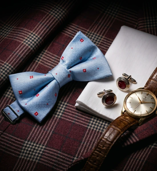 Sky Blue Patterned Bow Tie