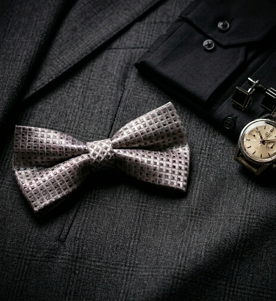 Silver & Gray Bow Tie