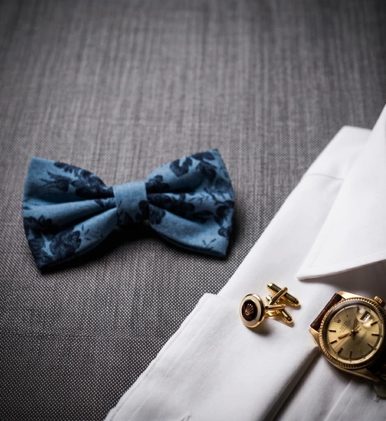 Blue & Navy Floral Bow Tie