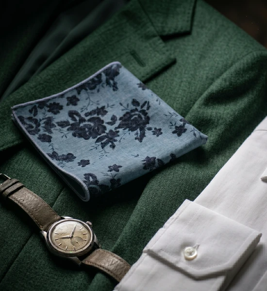 Blue & Navy Floral Pocket Square