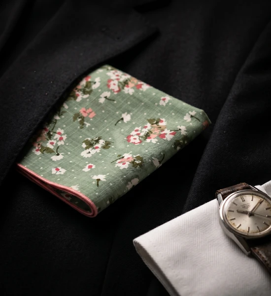 Green Floral Pocket Square