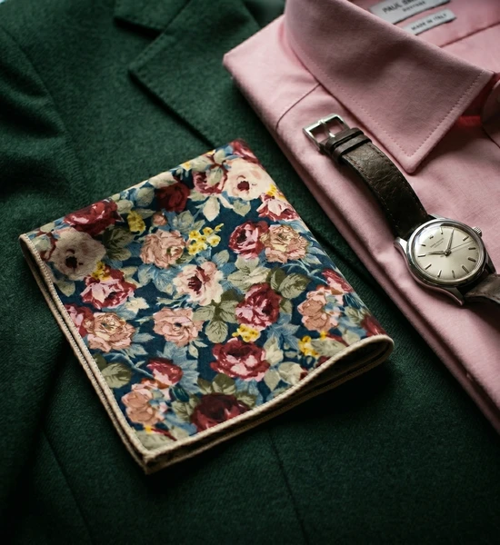 Black Floral Pocket Square