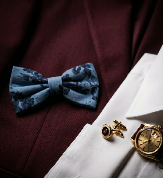 Blue & Navy Floral Bow Tie