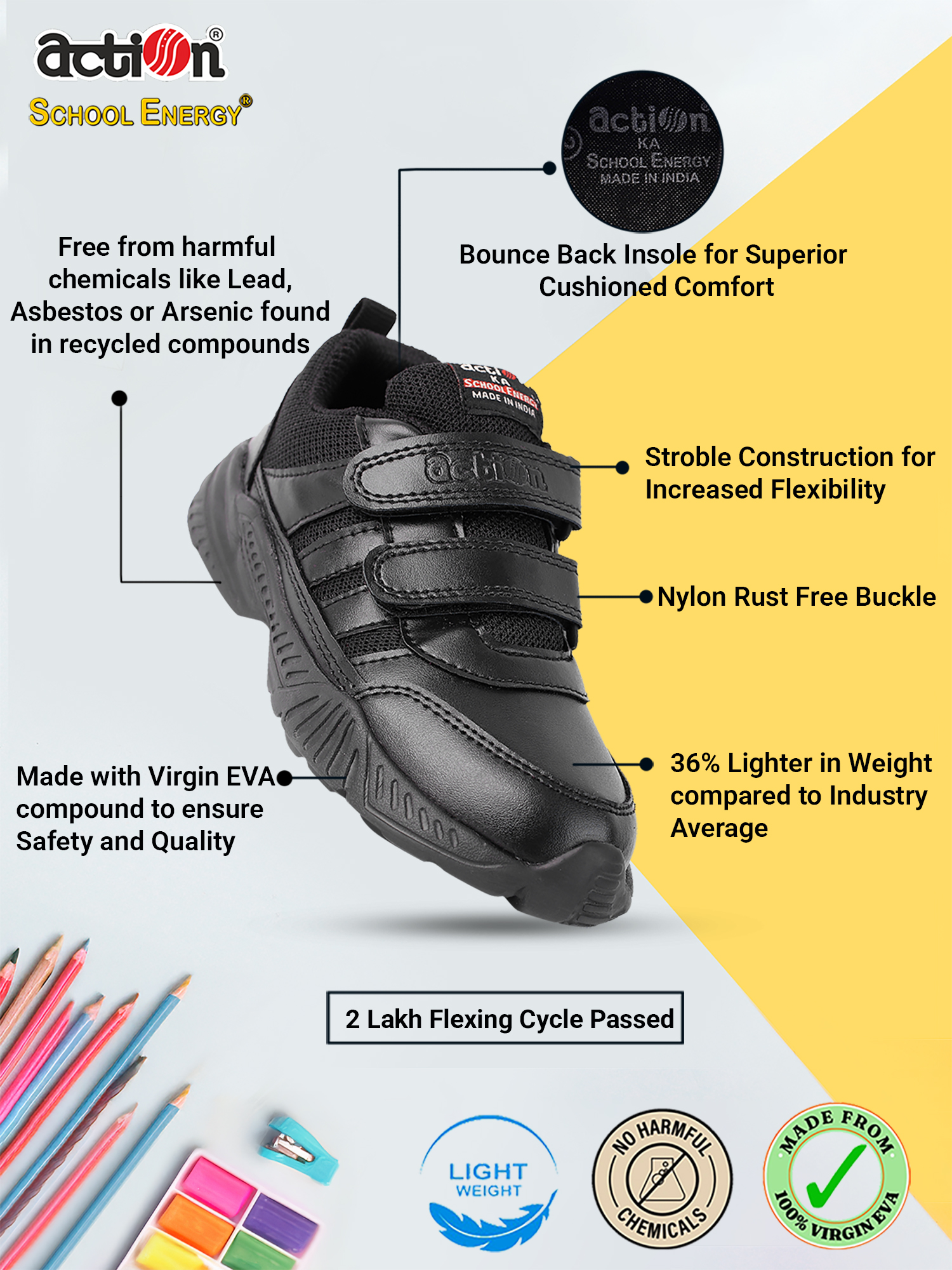 7146 Black Action School Energy Shoes