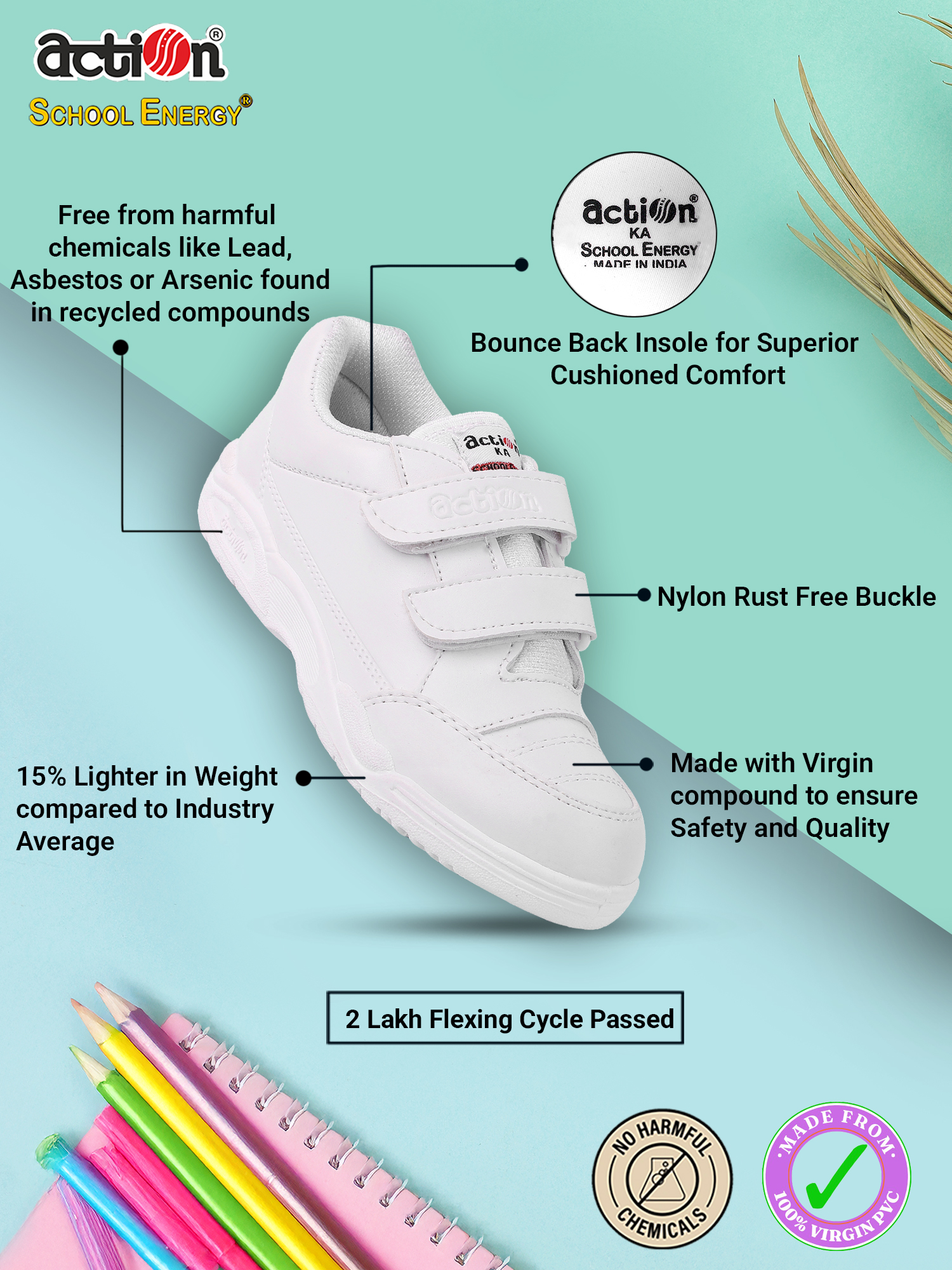 1160 White Action School Energy Shoes