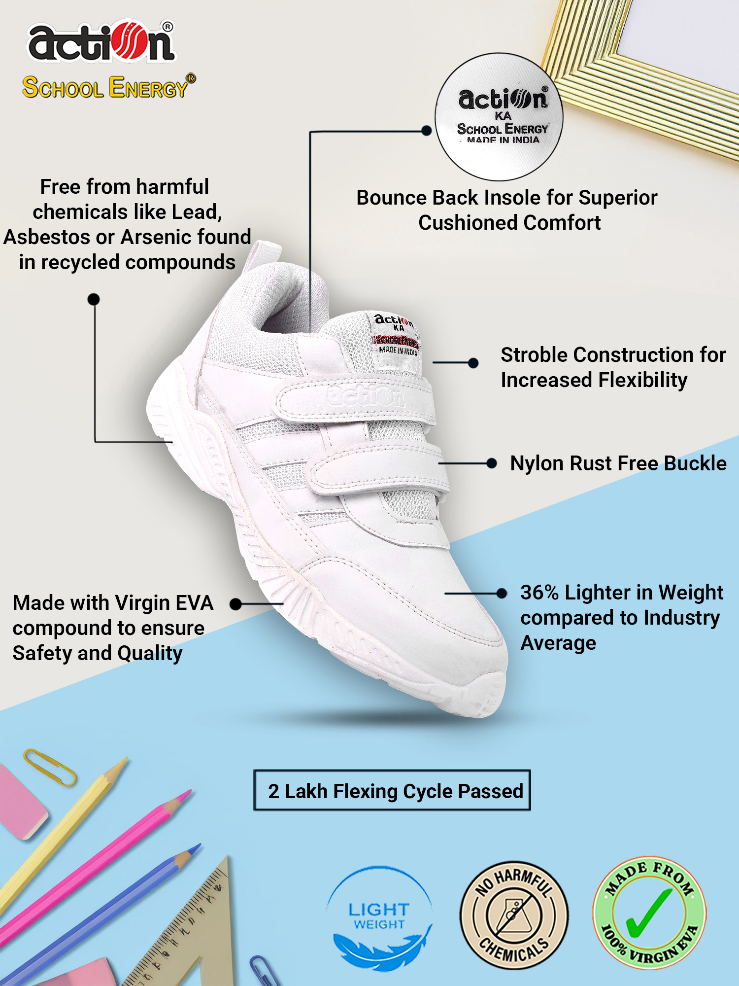 7146 White Action School Energy Shoes