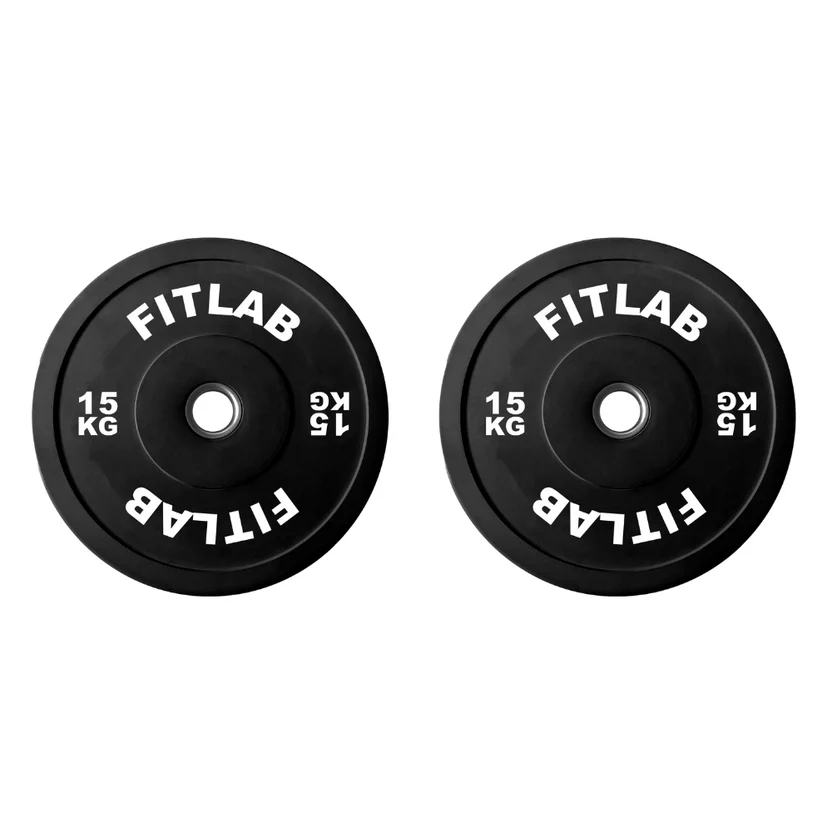 FITLAB Premium Black Bumper Plates - 15kg (Pair)