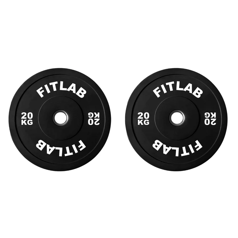 FITLAB Premium Black Bumper Plates - 20kg (Pair)