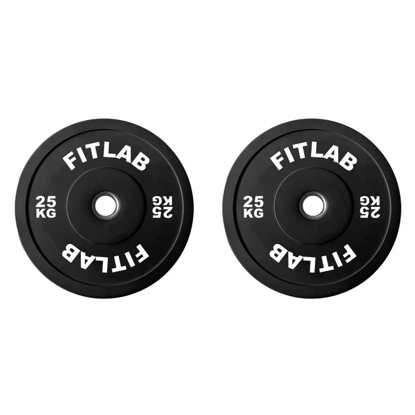 FITLAB Premium Black Bumper Plates - 25kg (Pair)