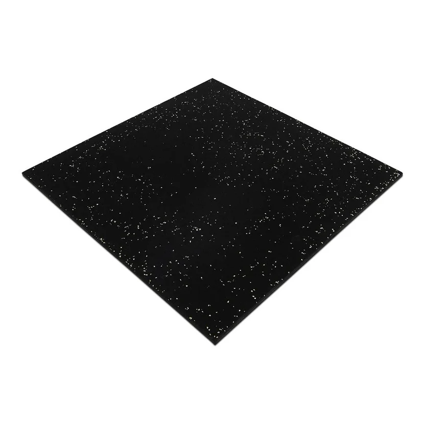 FITLAB 1m x 1m 15mm Thick Commercial Rubber Gym Flooring - White Fleck
