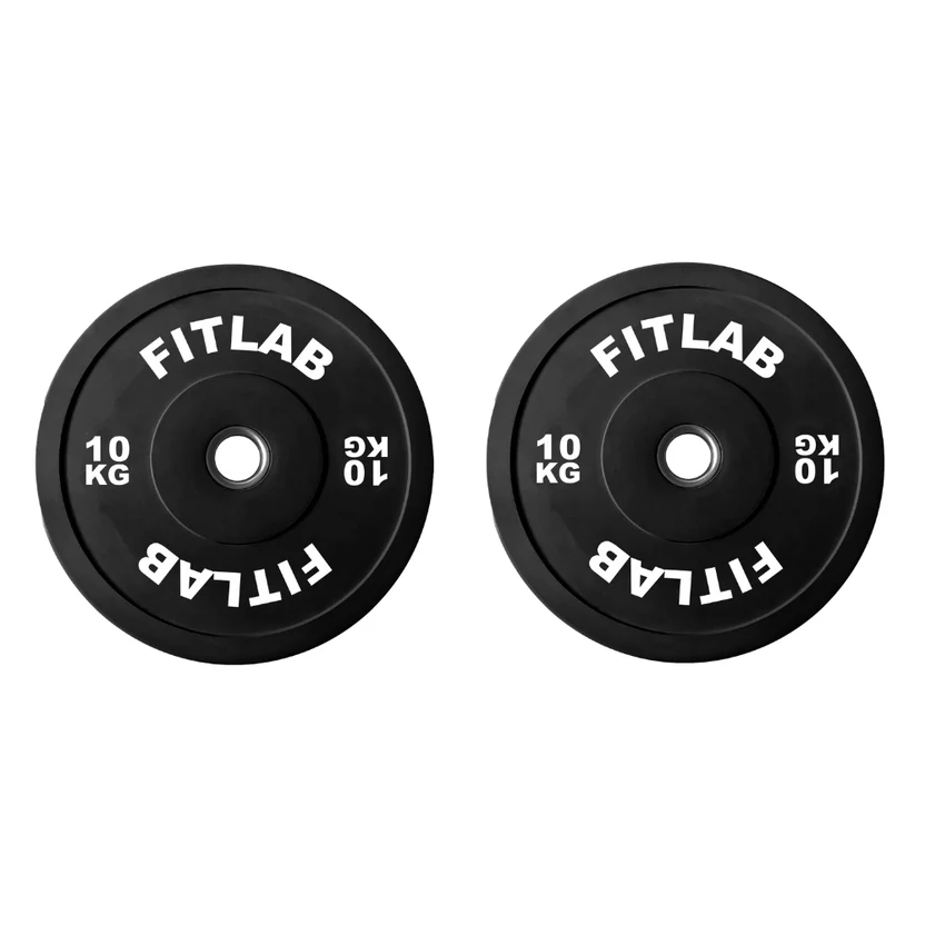 FITLAB Premium Black Bumper Plates - 10kg (Pair)
