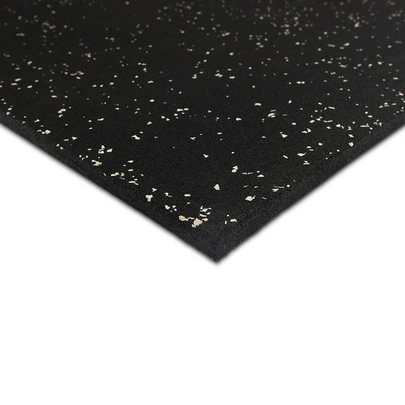 FITLAB 1m x 1m 15mm Thick Commercial Rubber Gym Flooring - White Fleck