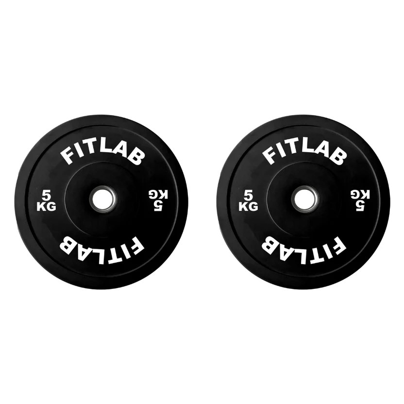 FITLAB Premium Black Bumper Plates - 5kg (Pair)