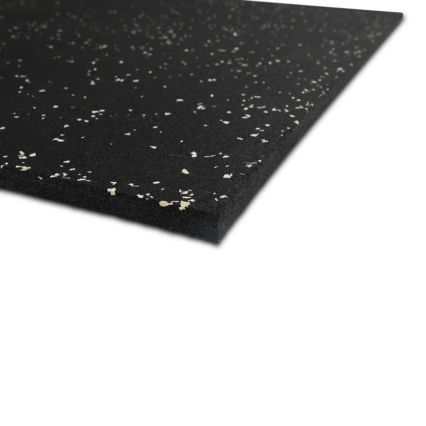 FITLAB 1m x 1m 15mm Thick Commercial Rubber Gym Flooring - White Fleck