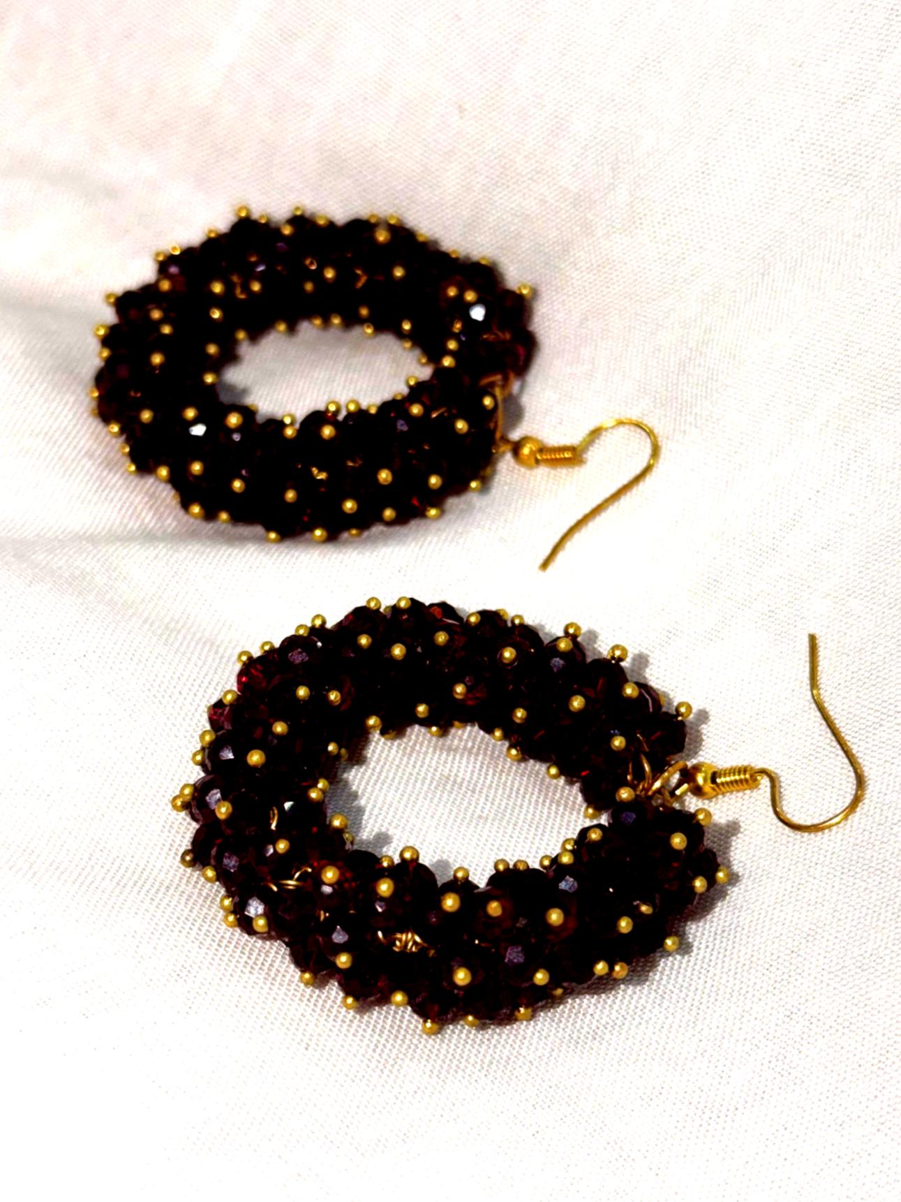 Beaded Red Hoop Earrings