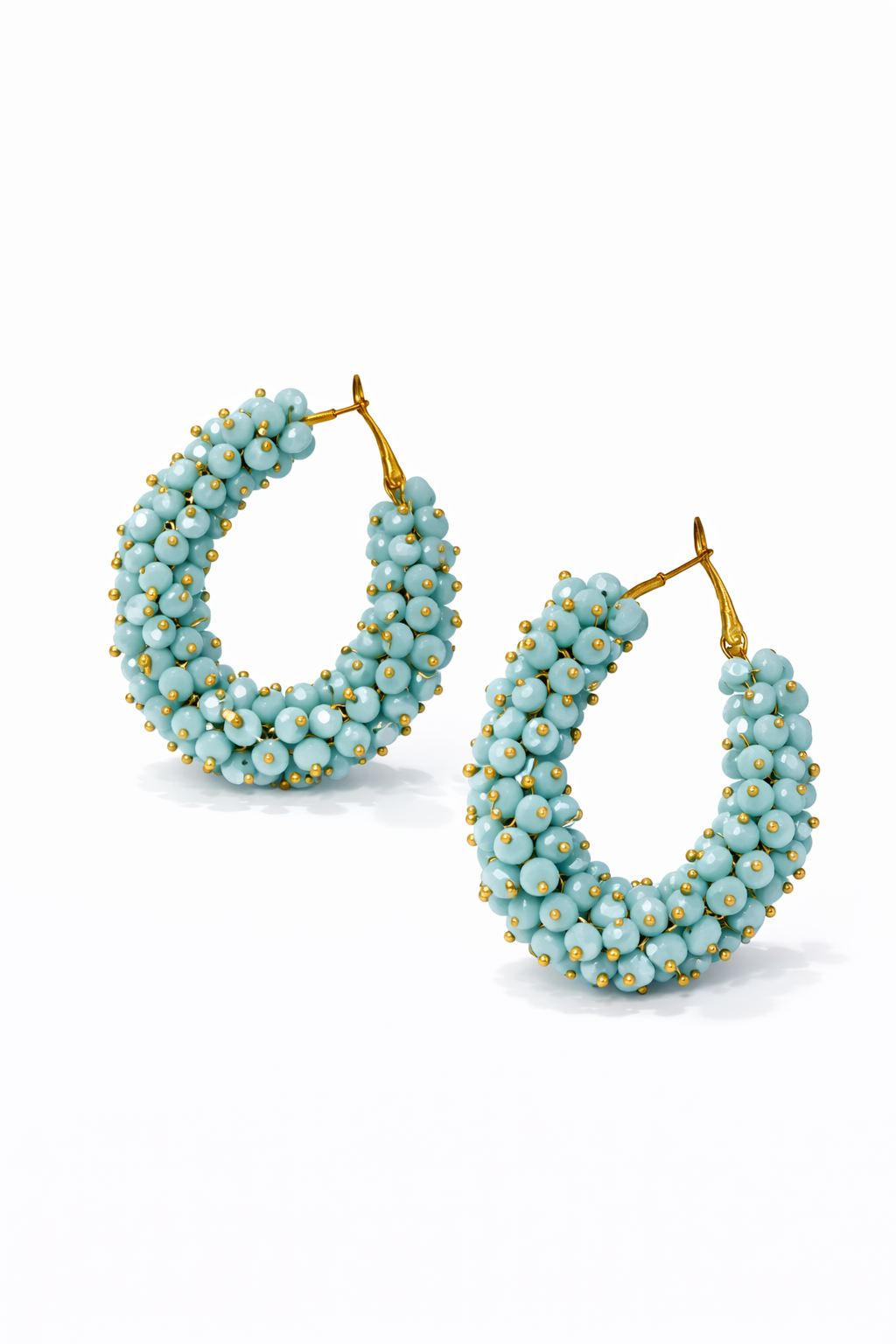 Turquoise Bead Hoop Earrings