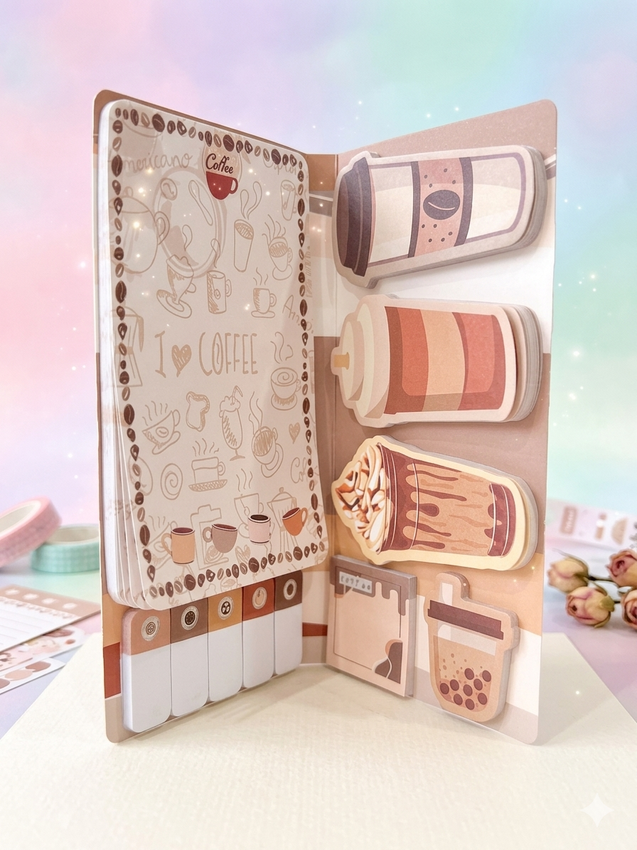 Coffee-Themed Sticky Note Set