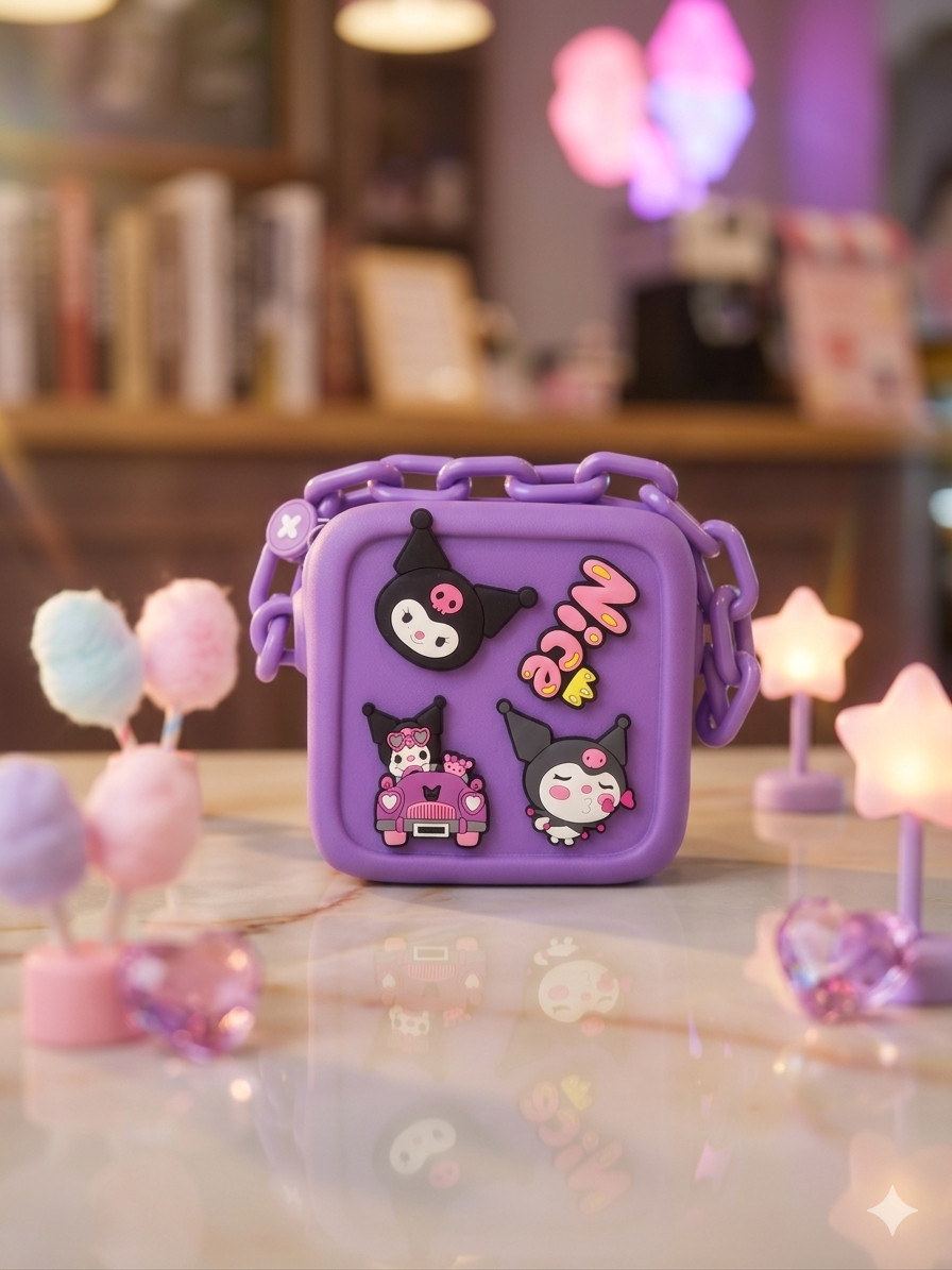 Purple Cartoon Mini Crossbody Bag