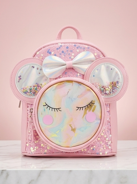 Pink Glitter Mouse Ear Backpack
