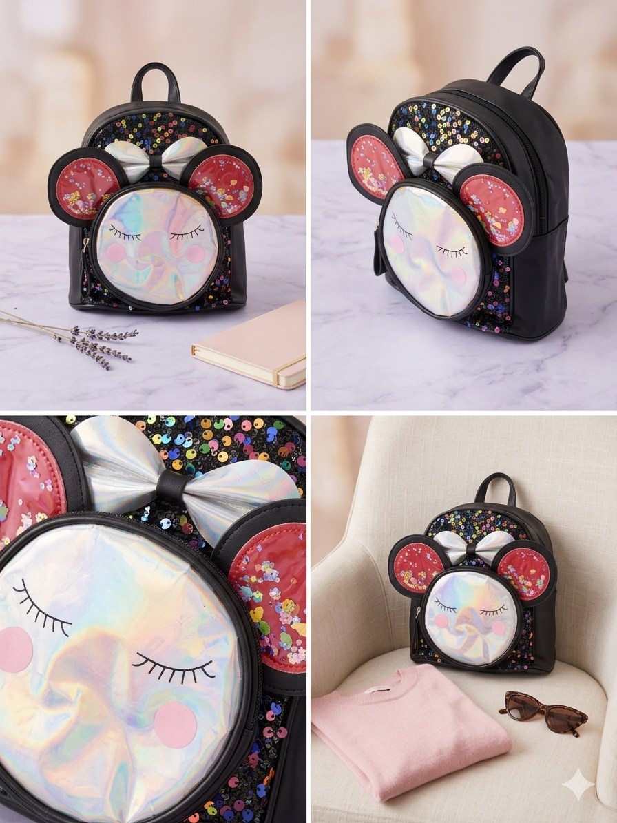 Cute Mouse Ear Sequin Backpack