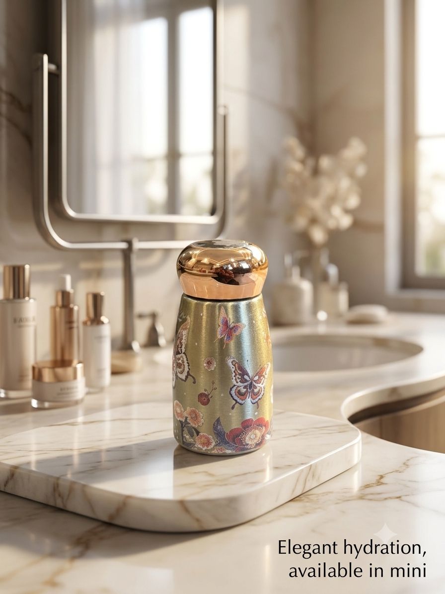 Smart Floral Stainless Steel Mini Bottles - 300ml