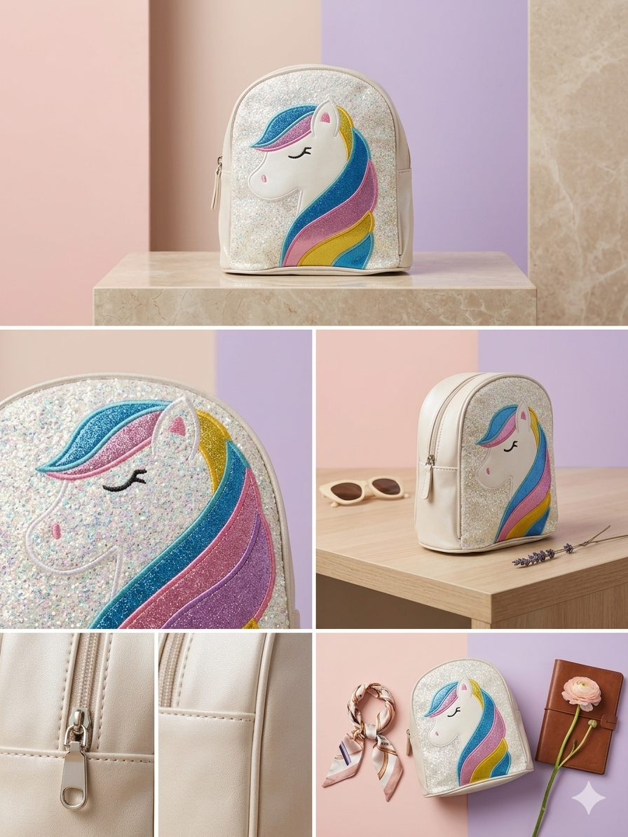 Unicorn Glitter Backpack (Silver)