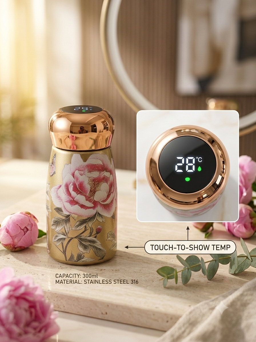 Smart Floral Stainless Steel Mini Bottles - 300ml