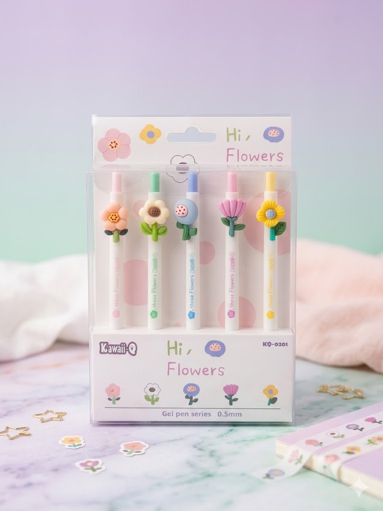 Kawaii Flower Gel Pen Set