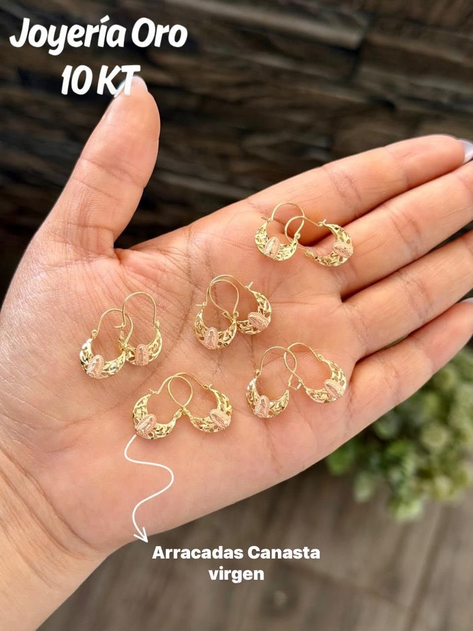 Arracadas Canasta Virgen Oro 10KT