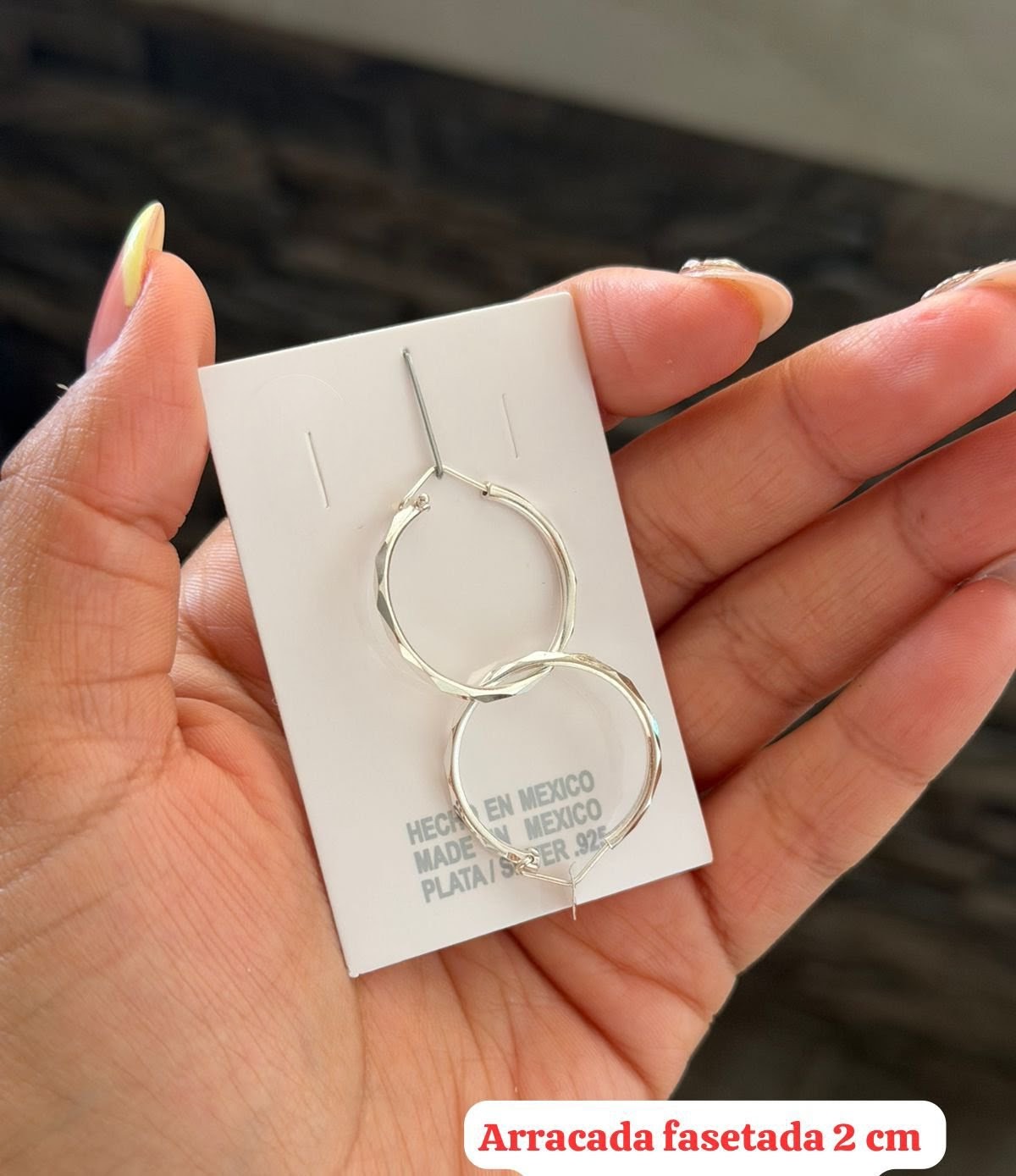 Arracadas Fasetadas Plata 2 cm